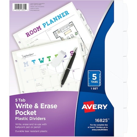 Dividers,W&E,5Tab,Wht,1St 12PK